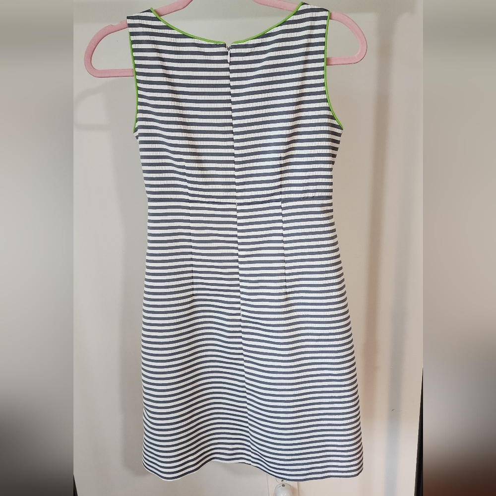 Kim Rogers Dress 4P Striped Seersucker Sleeveless Belt Zip Scoop Office Easter - Picture 2 of 2